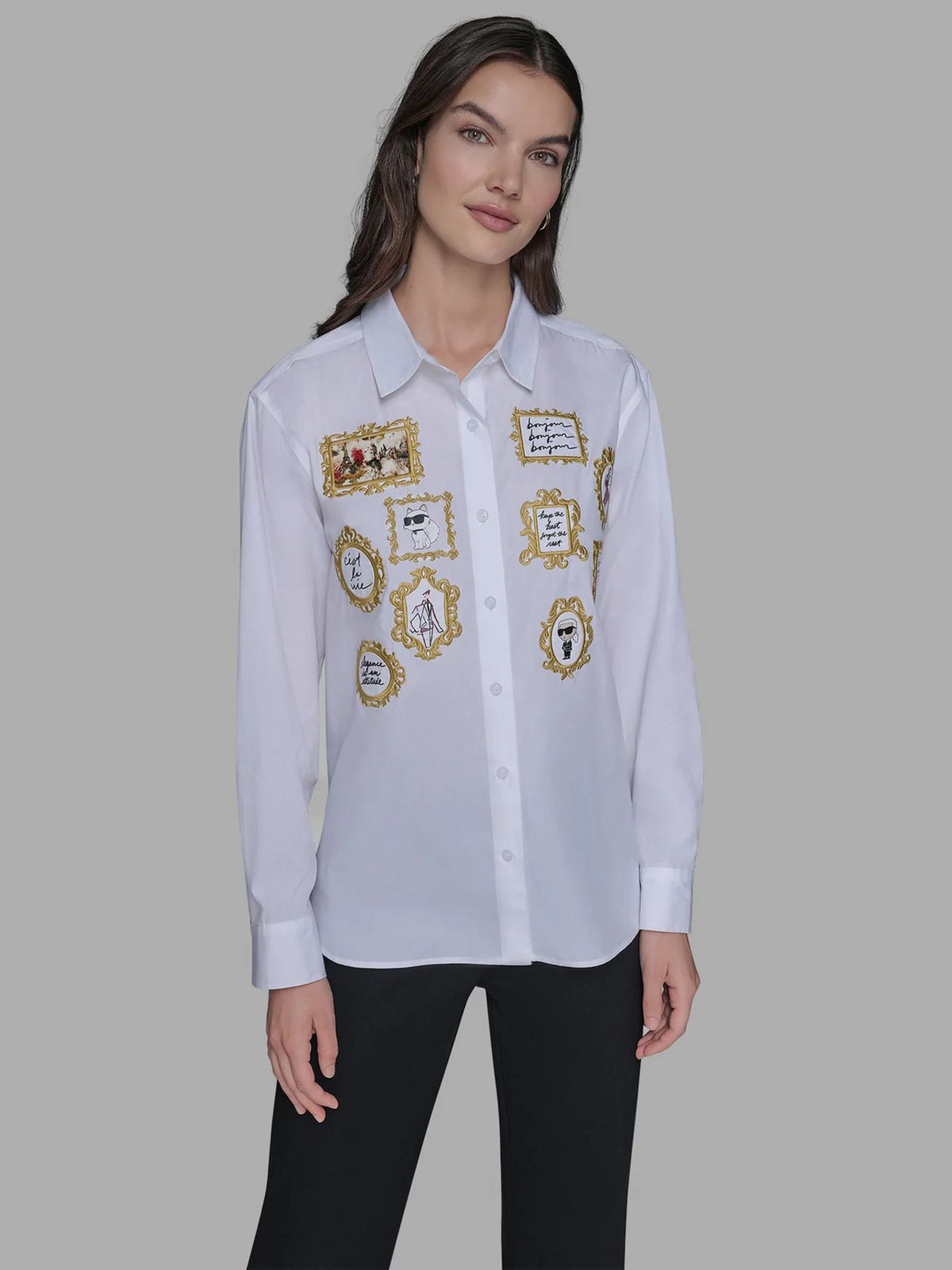 Camisa Manga Larga Blanca Mujer Karl Lagerfeld