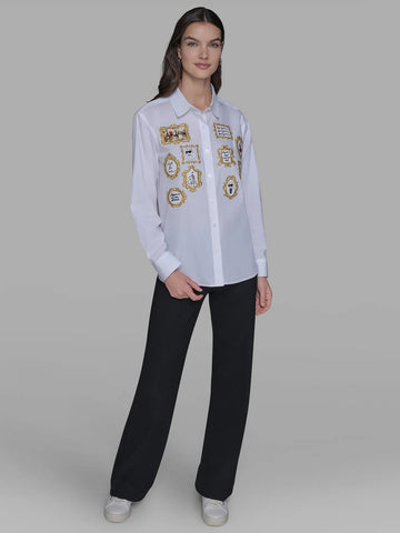 Camisa Manga Larga Blanca Mujer Karl Lagerfeld