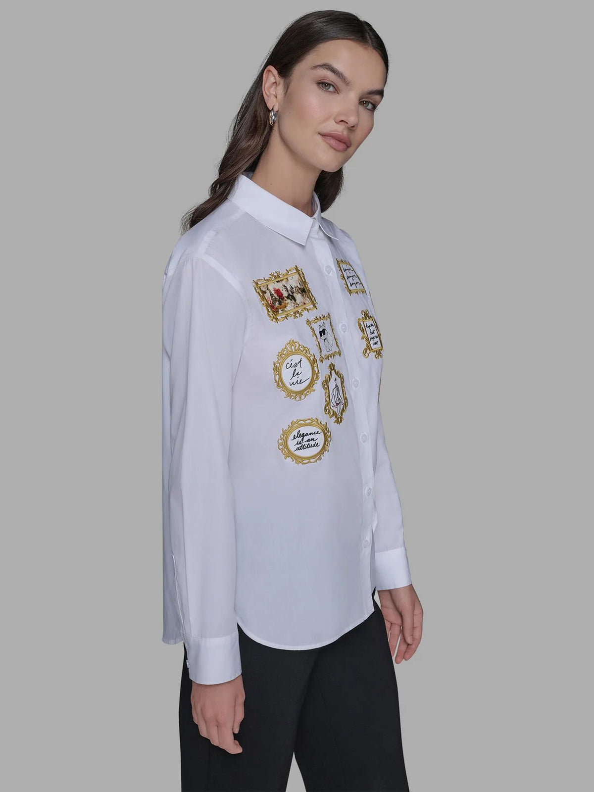 Camisa Manga Larga Blanca Mujer Karl Lagerfeld