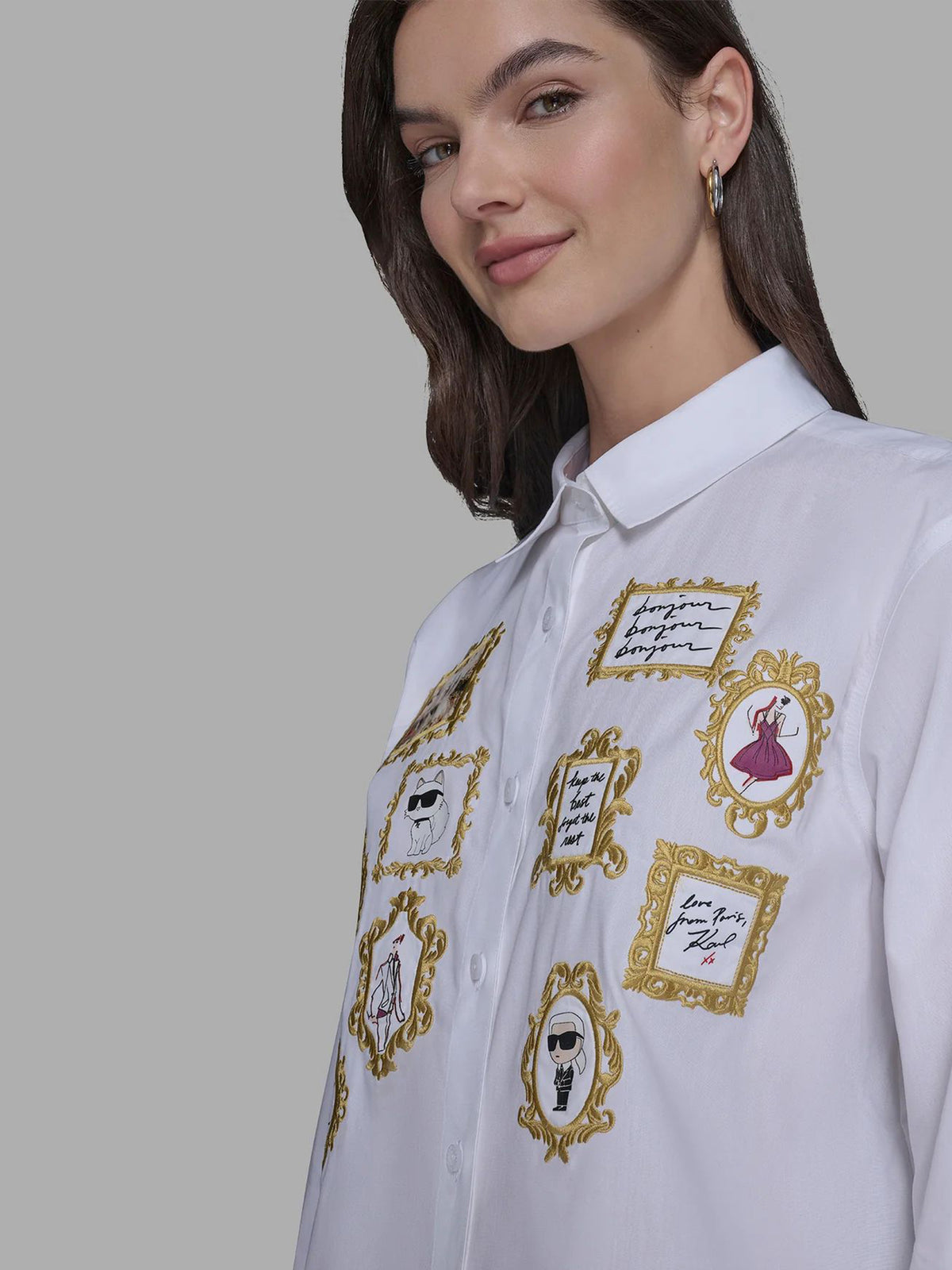 Camisa Manga Larga Blanca Mujer Karl Lagerfeld