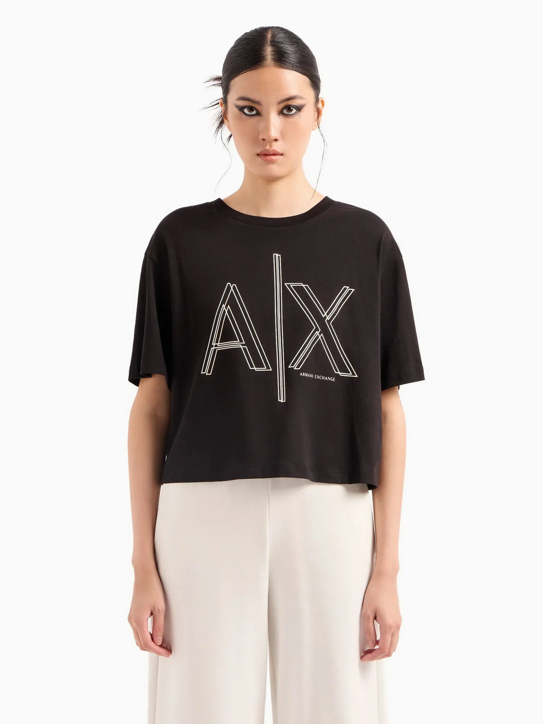 T-Shirt Women Black Armani Exchange L Camiseta