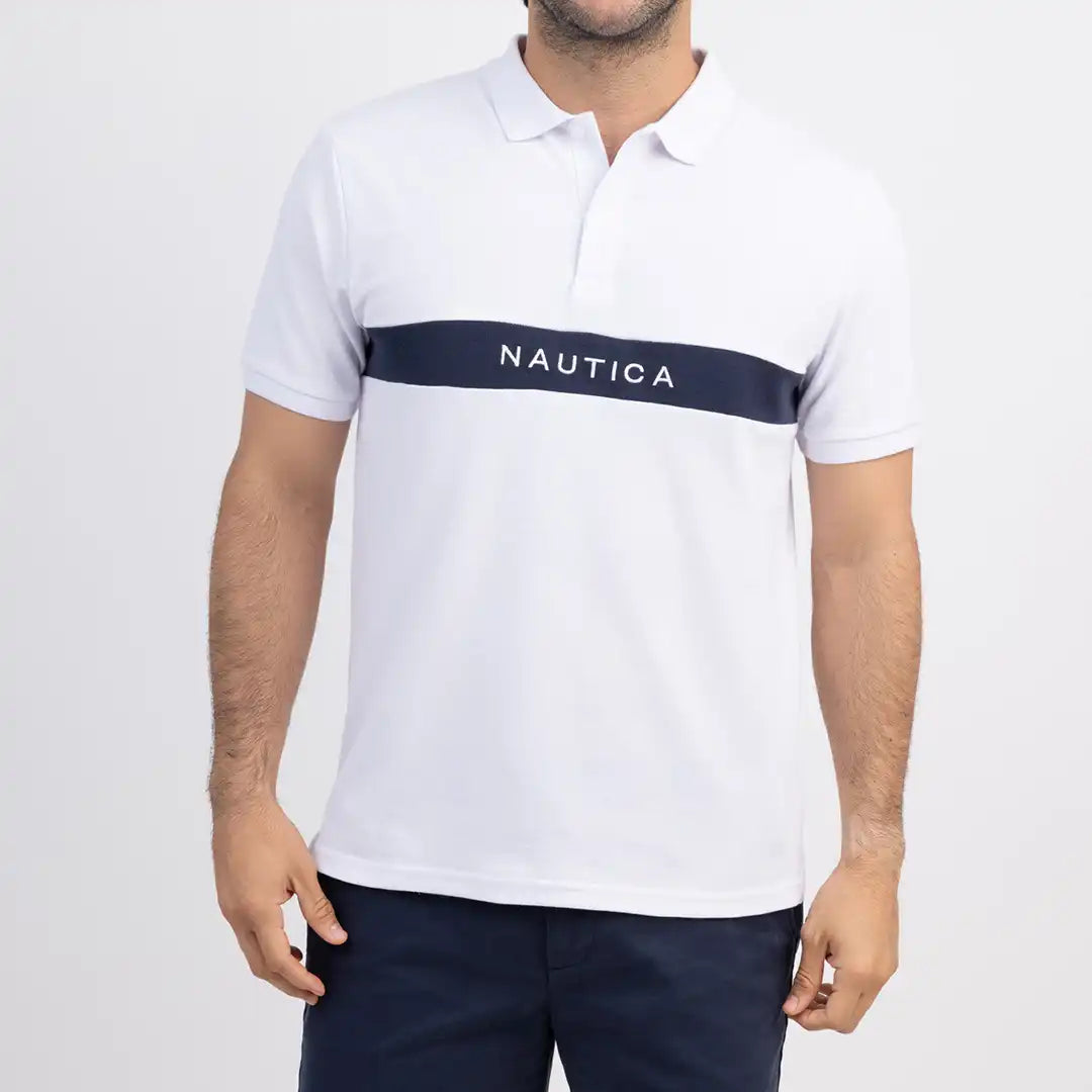 Polo Nautica Hombre Regular Fit White