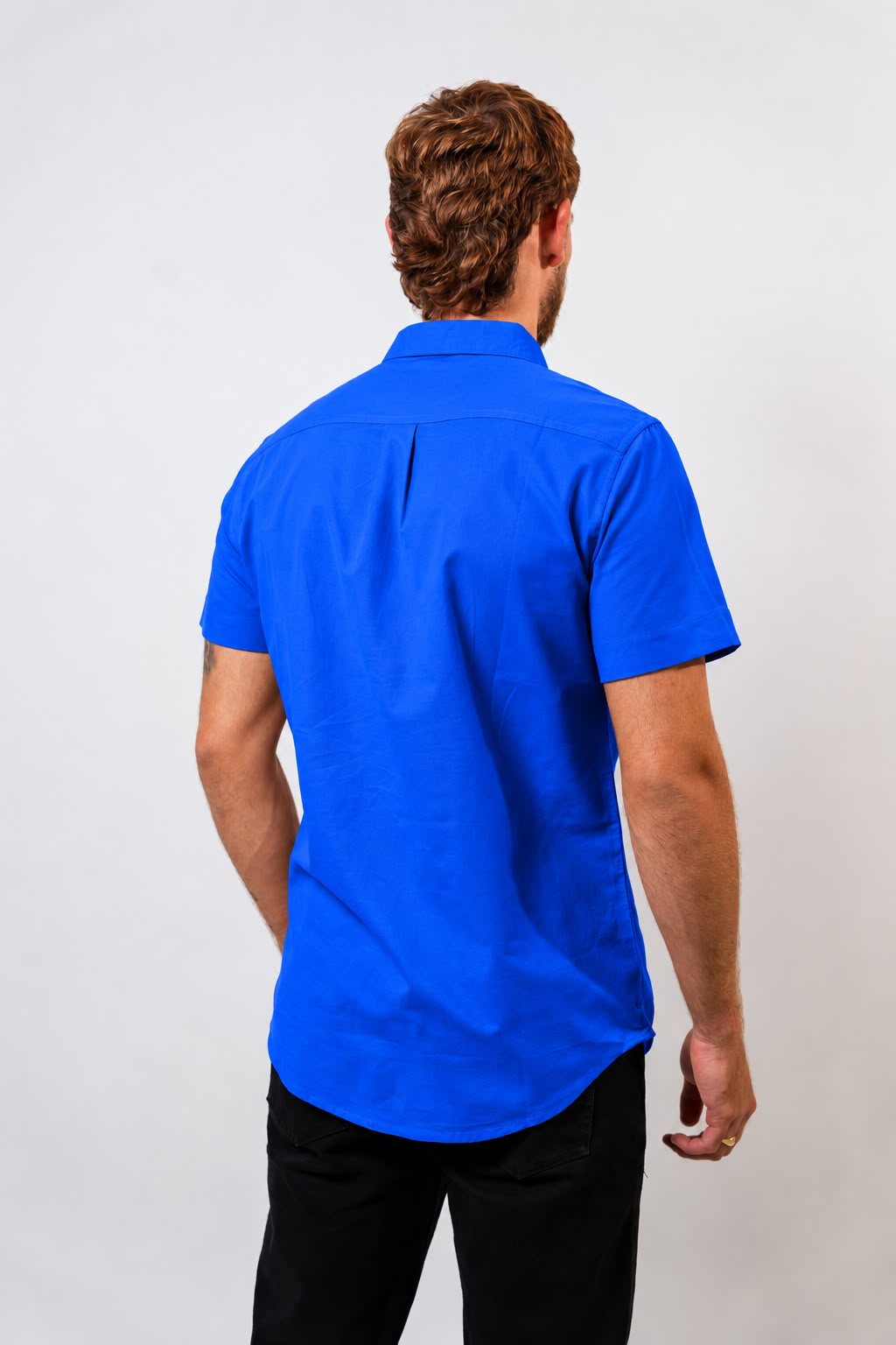 Camisa Azul Hombre Manga Corta Penguin