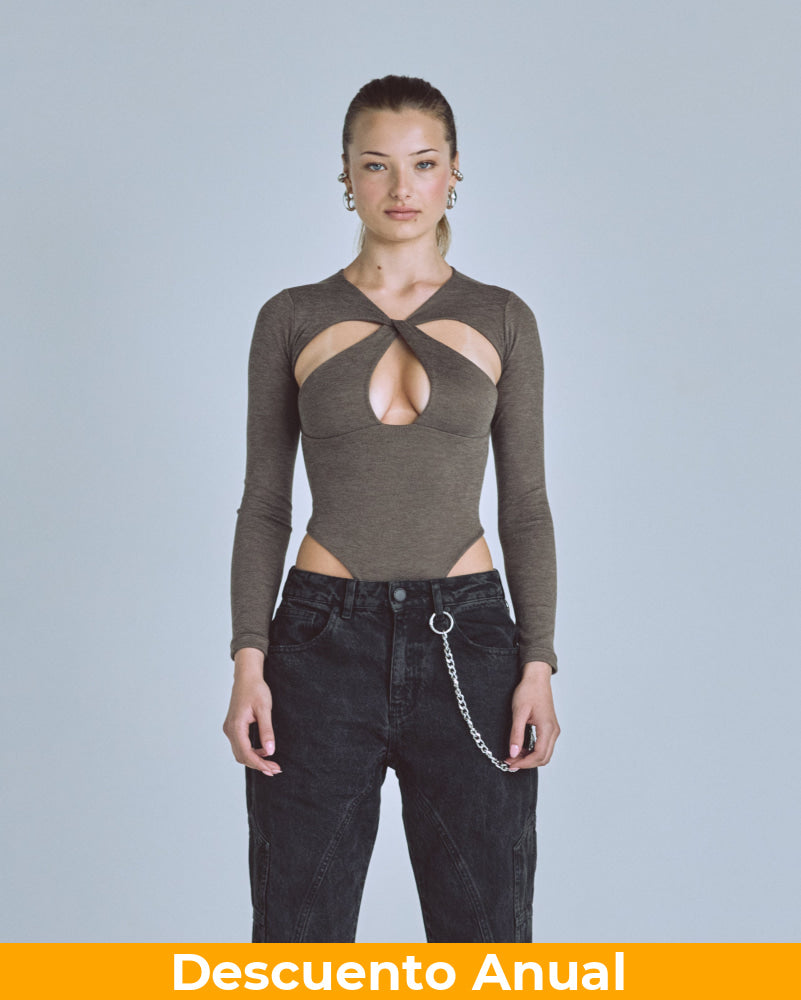 Bodysuit Women Undergold Basics Oval Braided Brown Body