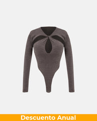 Bodysuit Women Undergold Basics Oval Braided Brown Body