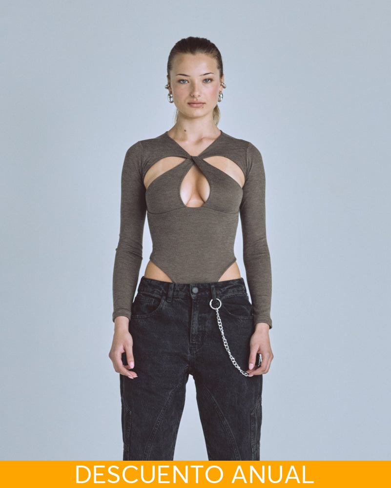 Bodysuit Women Undergold Basics Oval Braided Brown Body