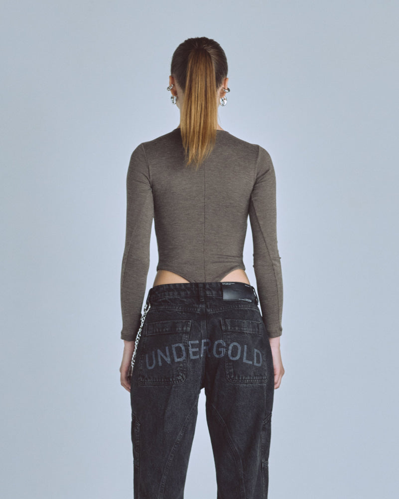 Bodysuit Women Undergold Basics Oval Braided Brown Body