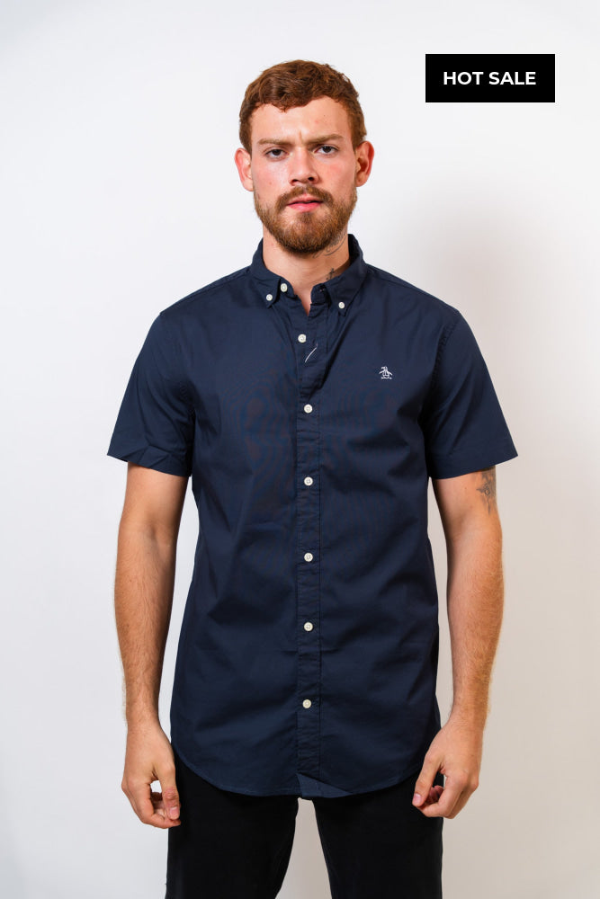 Camisa Azul Hombre Manga Corta Penguin - Camisas