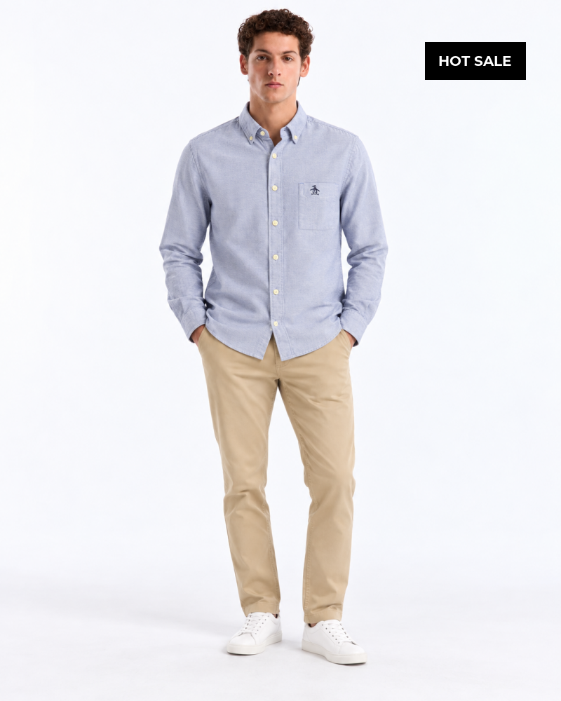Camisa Azul Hombre Manga Larga Penguin - Camisas