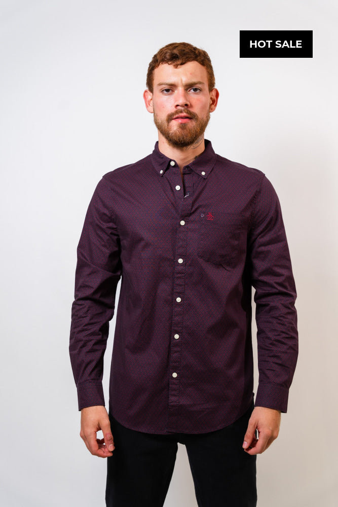Camisa Azul Hombre Manga Larga Penguin - Camisas