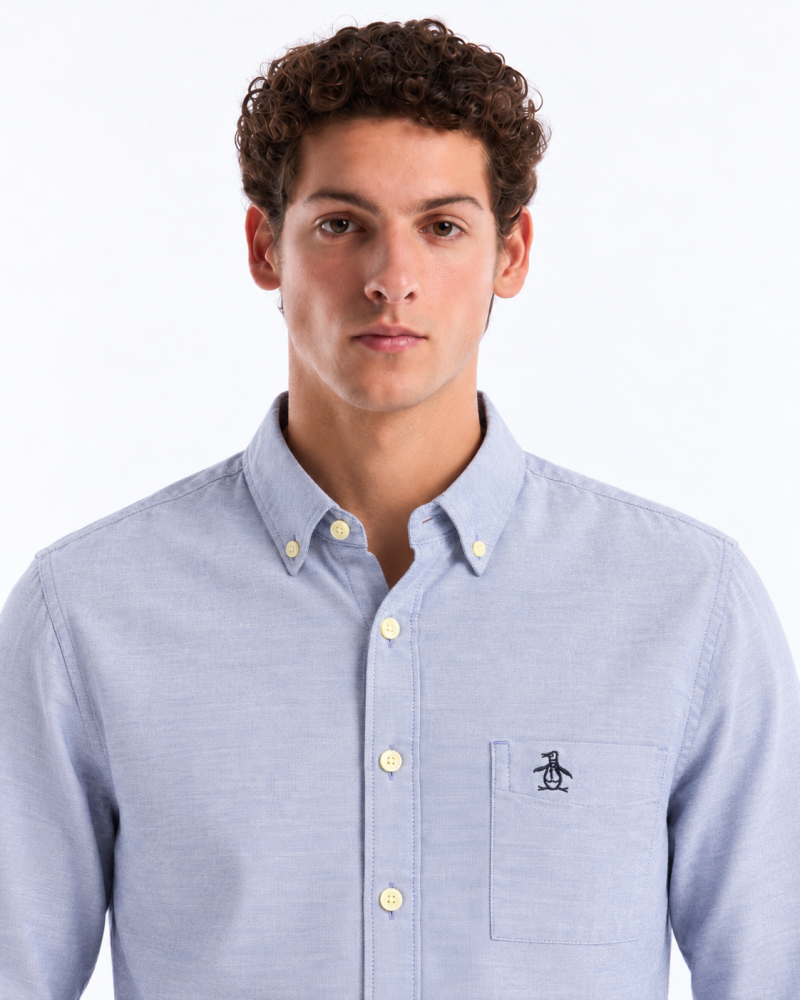 Camisa Azul Hombre Manga Larga Penguin - Camisas