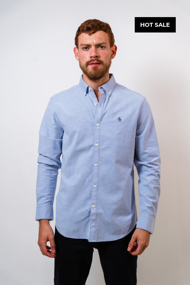 Camisa Azul Hombre Manga Larga Penguin - M - Camisas