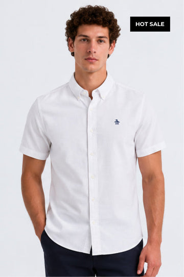 Camisa Blanca Hombre Manga Corta Penguin - Camisas