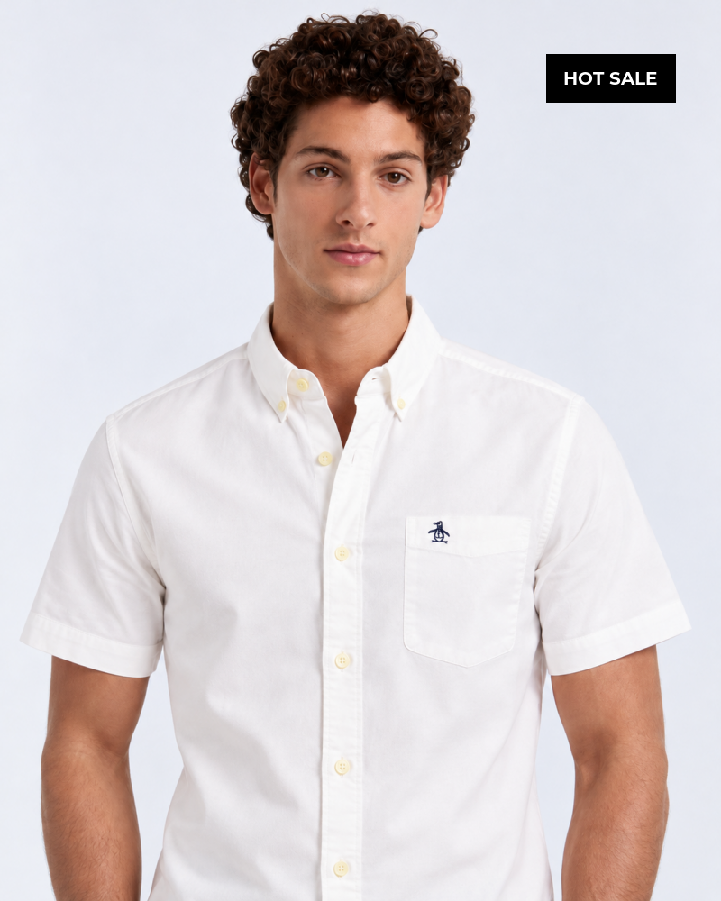 Camisa Blanca Hombre Manga Corta Penguin - Camisas