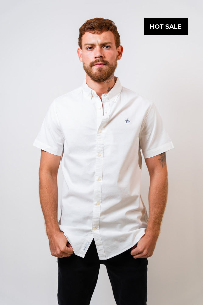 Camisa Blanca Hombre Manga Corta Penguin - Camisas