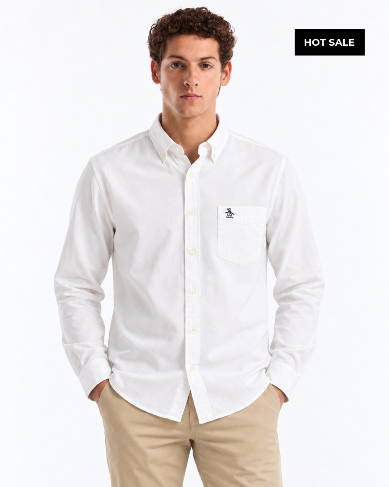 Camisa Blanca Hombre Manga Larga Penguin - Camisas