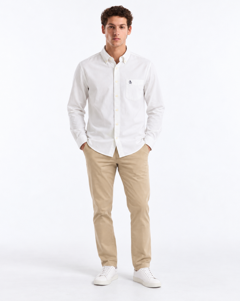 Camisa Blanca Hombre Manga Larga Penguin - Camisas
