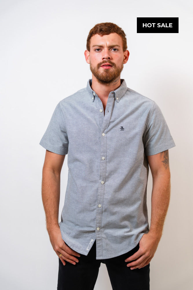 Camisa Gris Hombre Manga Corta Penguin - Camisas