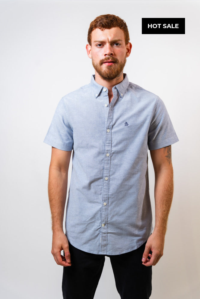 Camisa Gris Hombre Manga Corta Penguin - Camisas