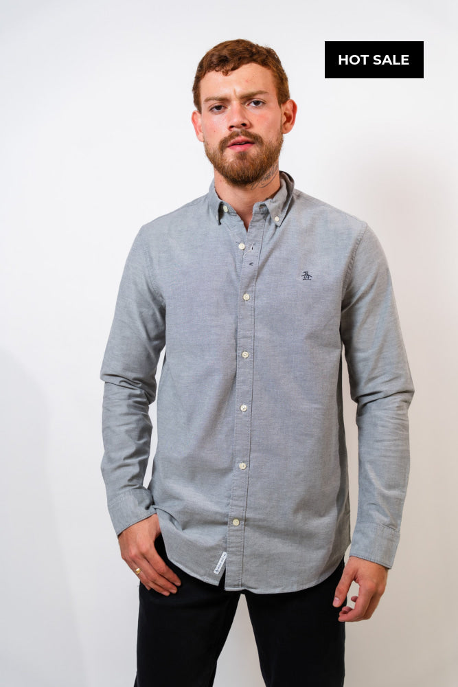 Camisa Gris Hombre Manga Larga Penguin - Camisas
