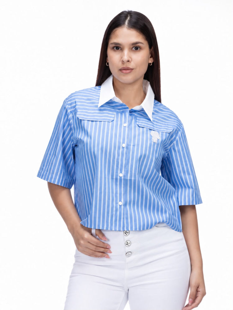 Camisa Manga Corta Celeste Mujer Karl Lagerfeld - Camisas
