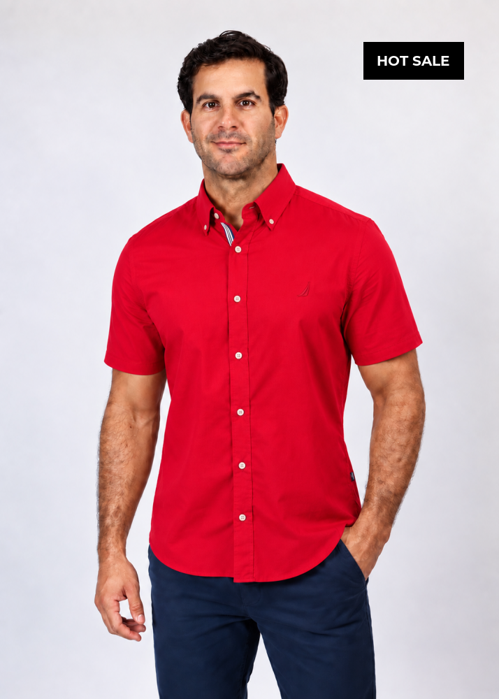 Camisa Manga Corta Hombre Nautica Classic Fit - Camisas
