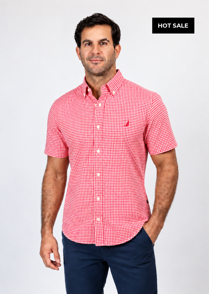 Camisa Manga Corta Hombre Nautica Classic Fit - Camisas