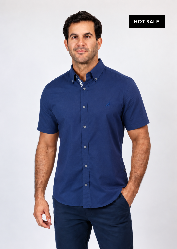 Camisa Manga Corta Hombre Nautica Classic Fit - Camisas