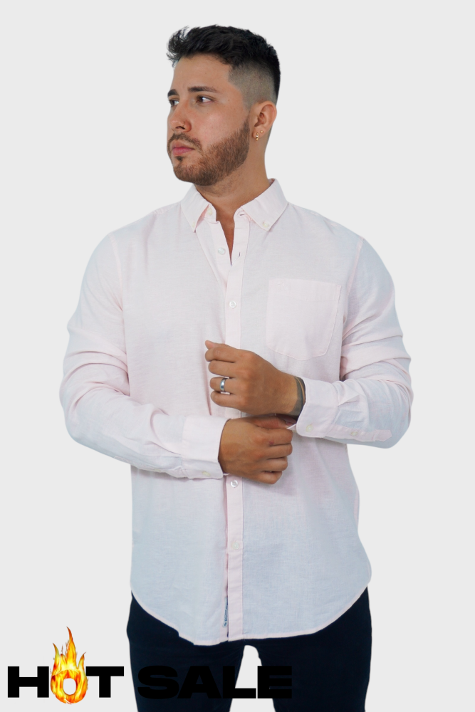 Camisa Penguin Lino Pink S Camisas