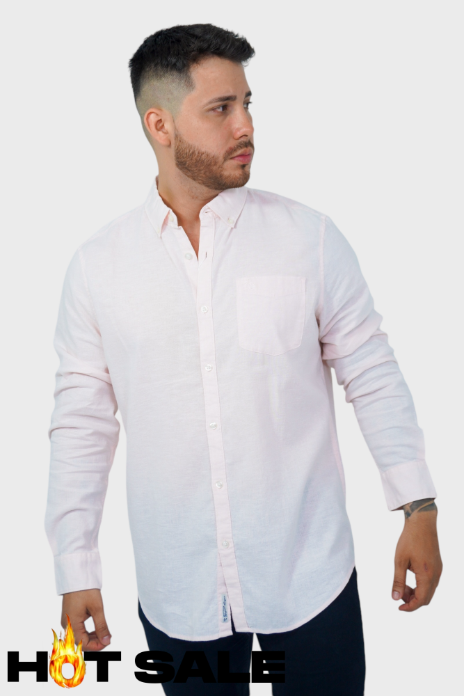 Camisa Penguin Lino Pink S Camisas