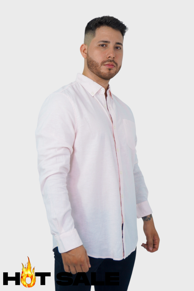 Camisa Penguin Lino Pink S Camisas