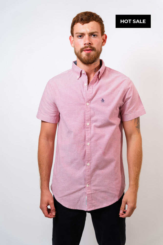 Camisa Rojo Hombre Manga Corta Penguin - Camisas