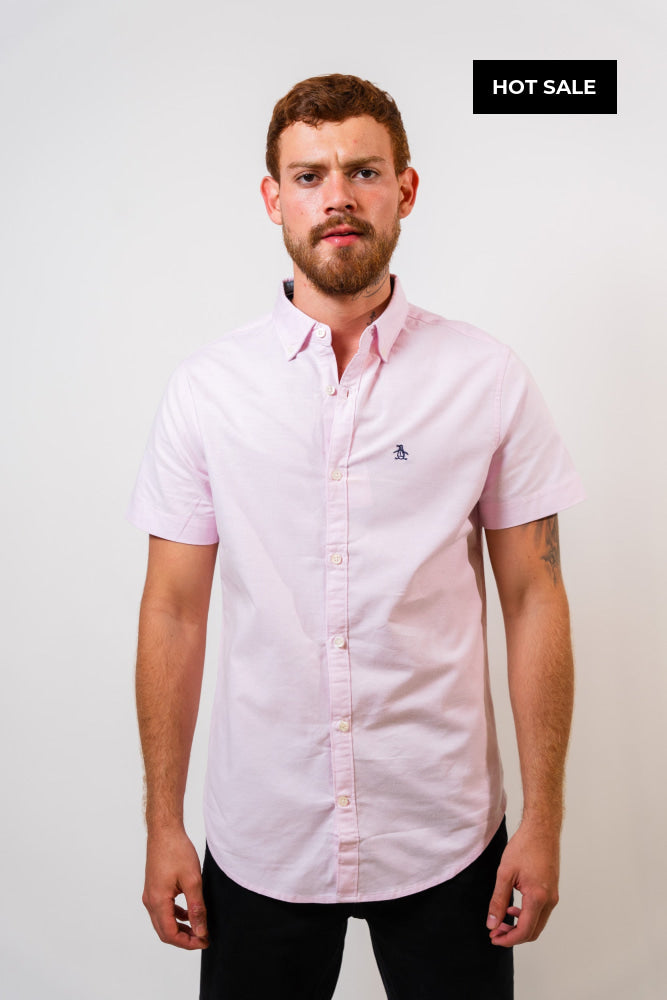 Camisa Rosada Hombre Manga Corta Penguin - Camisas