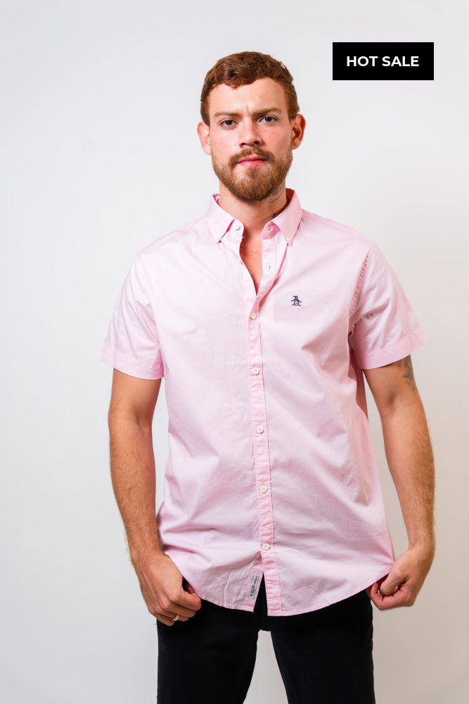 Camisa Rosada Hombre Manga Corta Penguin - Camisas