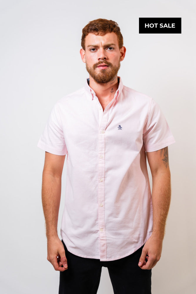 Camisa Rosada Hombre Manga Corta Penguin - Camisas