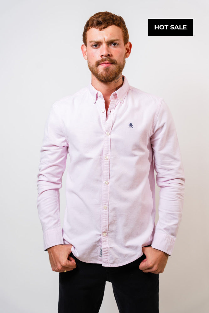 Camisa Rosada Hombre Manga Larga Penguin - Camisas