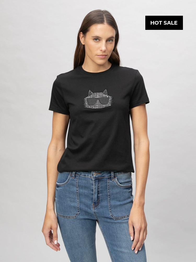 Camiseta Negra Mujer Karl Lagerfeld - Camiseta