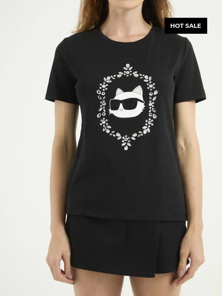 Camiseta Negra Mujer Karl Lagerfeld - Camiseta