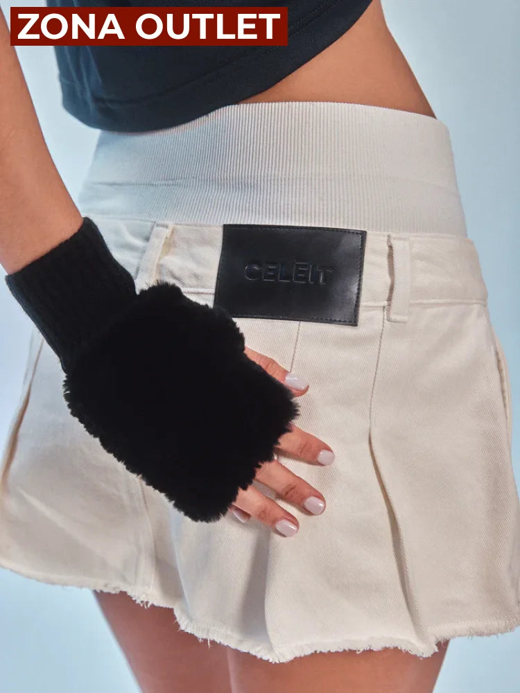 CELĒIT Mini Skirt Ivory Falda