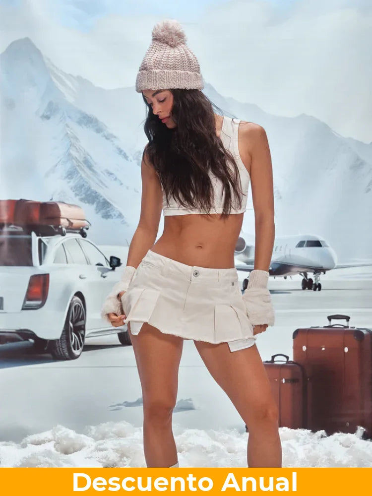 CELĒIT Mini Skirt Ivory Falda