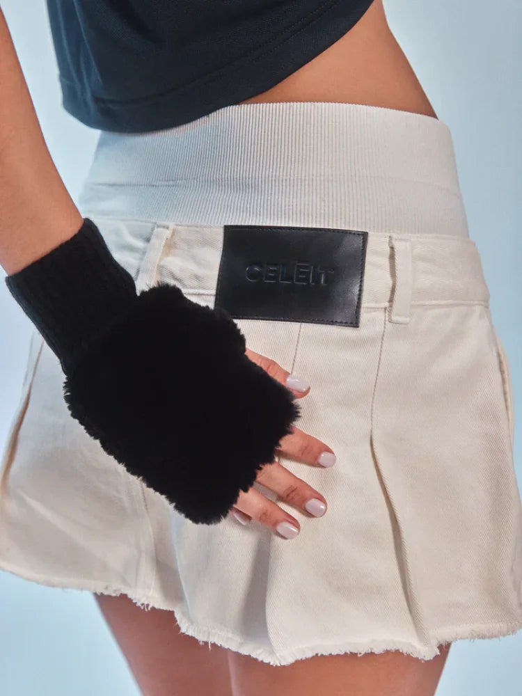 CELĒIT Mini Skirt Ivory Falda
