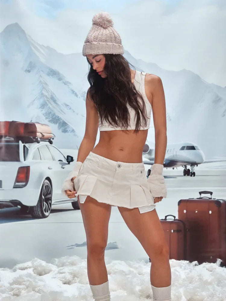 CELĒIT Mini Skirt Ivory Falda