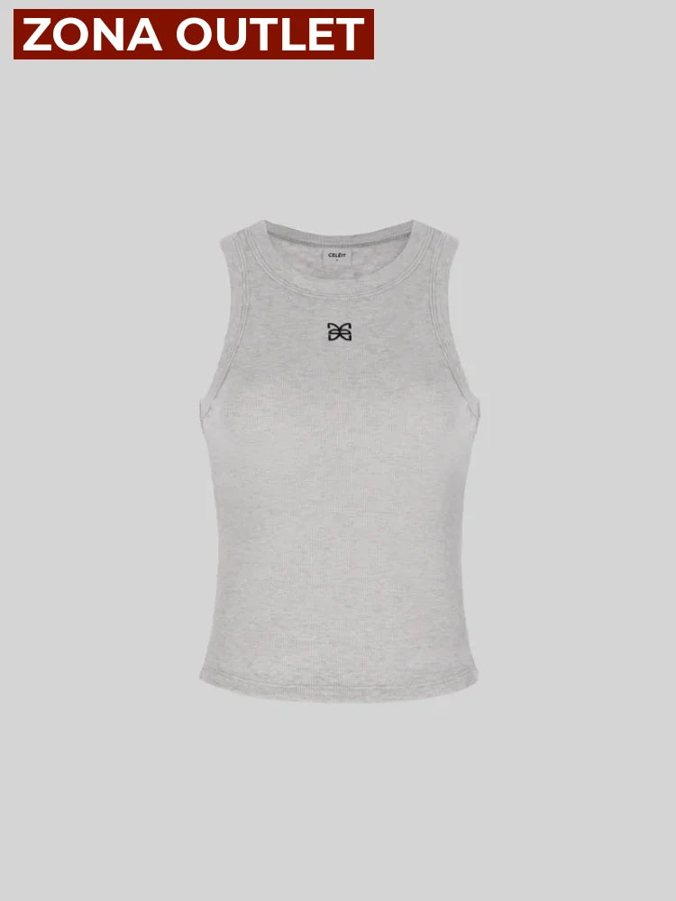 CELĒIT Rib Tank Top Gris Camiseta