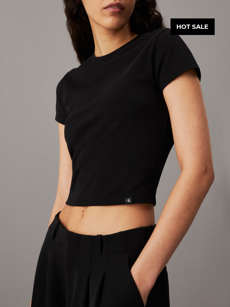 Cropped T-Shirt Calvin Klein Women Black Camiseta