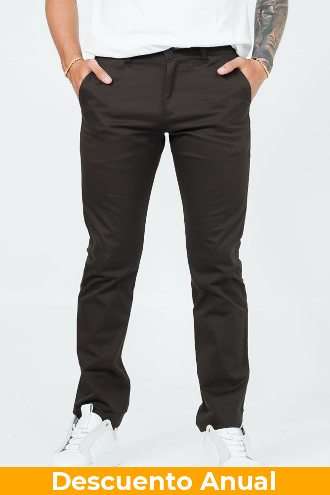 Dril Tailored Oscar De La Renta Coffee 40 Pantalones