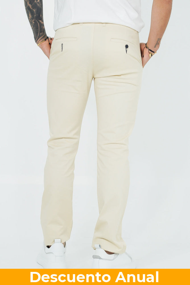 Dril Tailored Oscar De La Renta Sand Pantalones