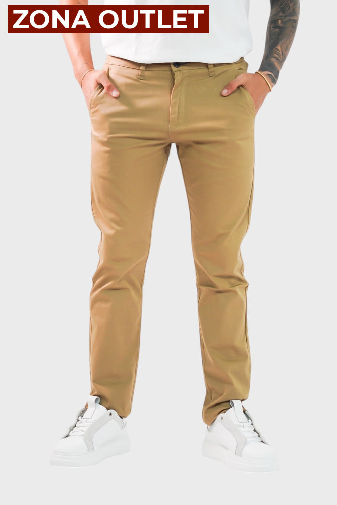 Dril Tailored Oscar De La Renta Khaki Pantalones