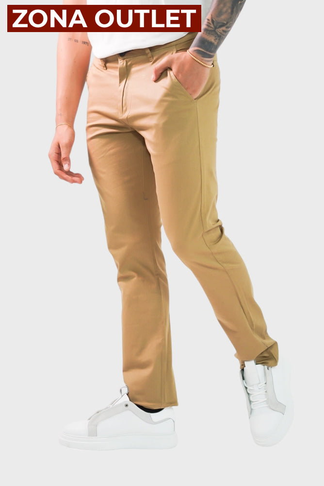 Dril Tailored Oscar De La Renta Khaki Pantalones