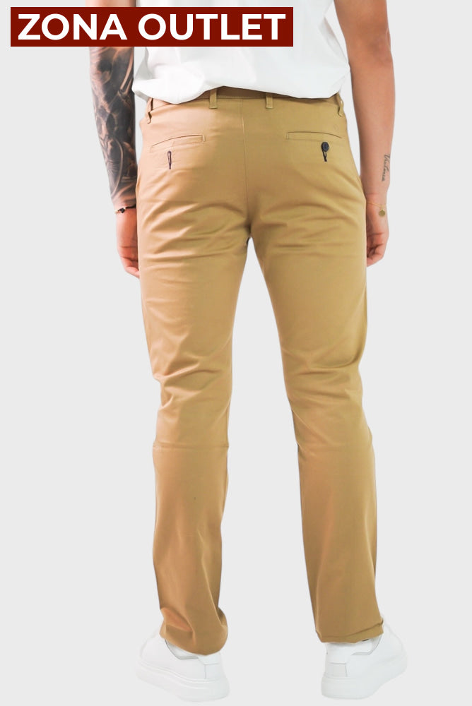 Dril Tailored Oscar De La Renta Khaki Pantalones