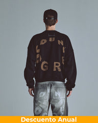 Hoodie Men Undergold Echoes Tremor Crewneck Boxy Fit Black Hoodie